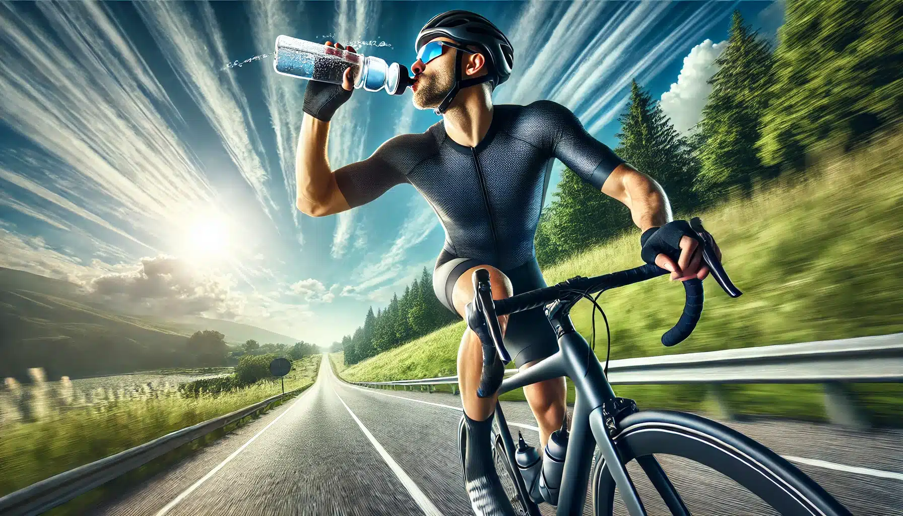ciclista bebiendo agua
